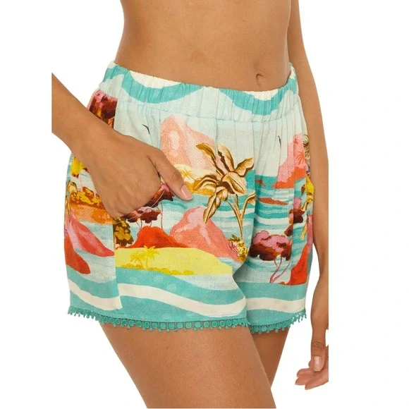 Trina Turk Cyclades Women's Swim Cover Up Shorts, Size Small - Picture 3 of 9